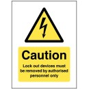 Caution - Lock Out Devices Must be Removed By Authorised Personnel Only