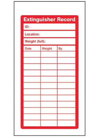 Fire Extinguisher Inspection Record Tags (Pack of 10)