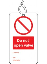 Do Not Open Valve - Double Sided Tags (Pack of 10)