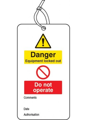 Lockout Tag - Danger - Equipment Locked Out Do Not Operate - 80 x 150mm (Pack of 10)