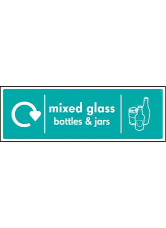 Mixed Glass Bottles & Jars - WRAP Recycling Sign