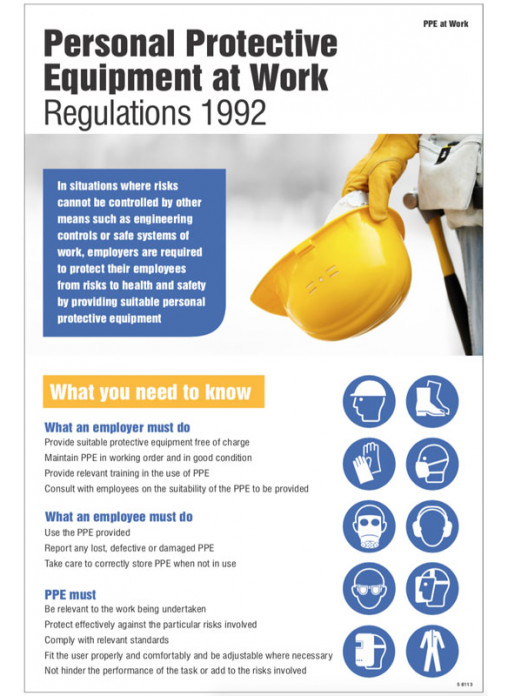 Personal Protective Equipment Regulations 1992 Poster | Safety Signs ...
